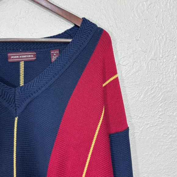 Vtg 90s Sweater XL John Ashford 100% Cotton Rugby Ivy Leage Preppy Old Money Y2K - Picture 3 of 12